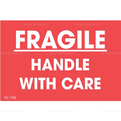 DL1768 <br> FRAGILE HANDLE WITH CARE <br> 2" X 3" 
