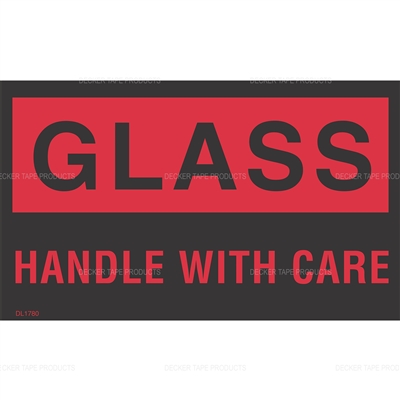 DL1780 <br> GLASS HANDLE WITH CARE <br> 3" X 5"