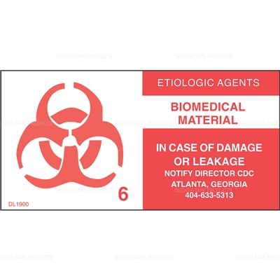 DL1900 <br> BIOMEDICAL MATERIAL <br> 2" X 4"