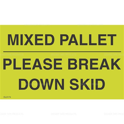 DL3174 <br> MIXED PALLET - PLEASE BREAK DOWN SKID <br> 3" X 5"