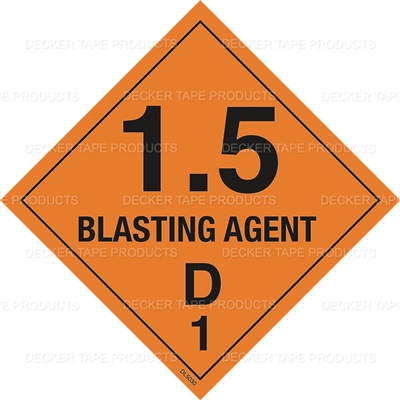 DL5030 <br> D.O.T. CLASS 1 1.5 BLASTING AGENT <br> 4" X 4"