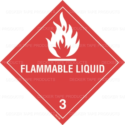 DL5120 <br> D.O.T. CLASS 3 FLAMMABLE LIQUID <br> 4" X 4"