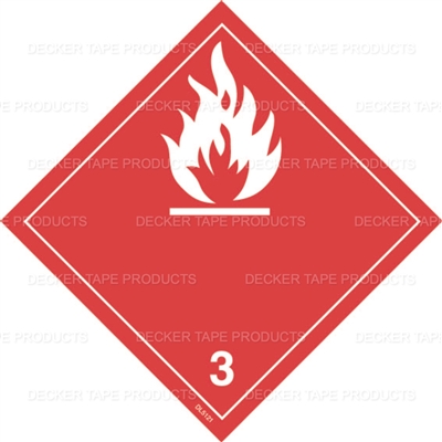 DL5121 <br> D.O.T. CLASS 3 FLAMMABLE LIQUID <br> 4" X 4"