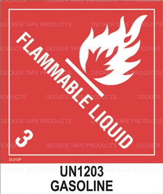 DL512P-7 <br> D.O.T. CLASS 3 FLAMMABLE LIQUID PAINT RELATED MATERIAL <br> 4" X 4-3/4"