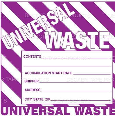 DL7550 <br> UNIVERSAL WASTE <br> 6" X 6"