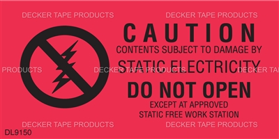 DL9150 <br> CAUTION STATIC ELECTRICITY <br> 1-1/2" X 3"