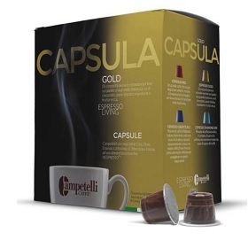 Campetelli Caffe Miscela Gold Wood Fire Roasted GROUND Coffee in Nespresso machine compatible capsule