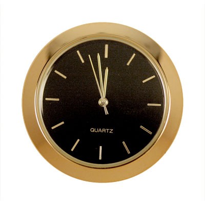 1-7/16 in. Mini Clock - Black Face, Gold Indicators  Item #: K1BLACK