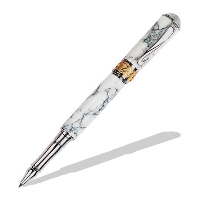 Broadwell Nouveau Sceptre Rhodium and 22kt Gold Rollerball Pen Kit  Item #: PKDBRP