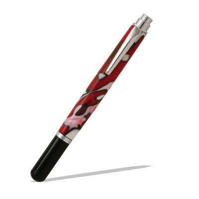 Rollester Chrome with Black Cap Rollerball Pen Kit  Item #: PKRB1015