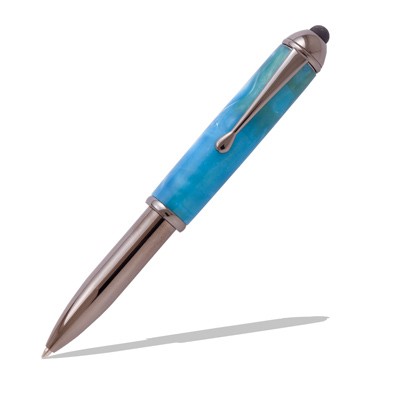 3-in-1 Flip Stylus, Pen and LED Flashlight in Gun Metal  Item #: PKTS301