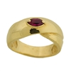 Anillo liso doble con piedra rubi