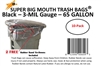 65 Gallon Trash Bags 10 Pack Super Big Mouth Large Industrial 65 GAL Garbage Bags Can Liners