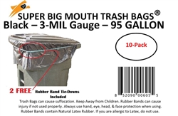 95 Gallon Trash Bags 10 Pack Super Big Mouth Large Industrial 95 GAL Garbage Bags Can Liners