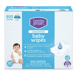 Berkley & Jensen Unscented Baby Wipes Aloe Vitamin E 900 Count