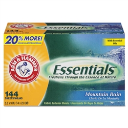 Model: CDC3320000102 - Arm & Hammer Essentials Dryer Fabric Softener Sheets Mountain Rain Scent