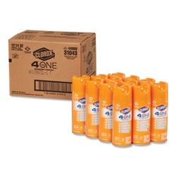 Model CLO 31043CT - Clorox Professional Products 4 in 1 Disinfectant Sanitizer Spray - 12 x 14oz Aerosol Spray Cans.