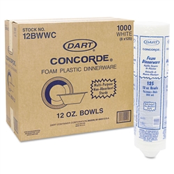Dart Concorde Non-Laminated Foam Bowls Dinnerware 10-12 Ounce 8 x 125ct