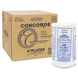 Dart Concorde Non-Laminated Foam Plates 9" 3 Compartment Foam Plates 500ct