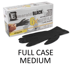 Model 6101 - Emerald Black 6X Powder Free 6-MIL NITRILE Exam Gloves 10 x 100ct - MEDIUM