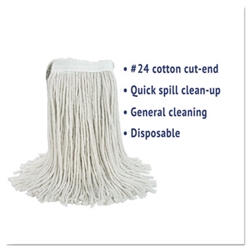 In-House Brand #24 WHITE Cut End Cotton Mop Head - 1 Each.