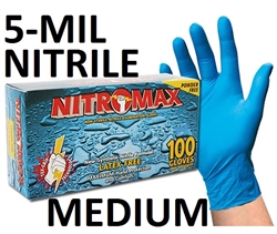 MEDIUM Nitromax Blue Nitrile Gloves Powder Free