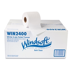 WIN2400 WINDSOFT Toilet Paper Recycled 2-Ply Toilet Tissue - 24 x 400ct