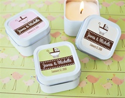 Personalized Square Baby Shower Candle Tins