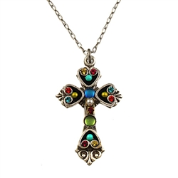 Firefly Medium Cross Necklace in Multi-color