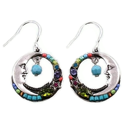 Firefly Celestial Moon Earrings in Multi-color