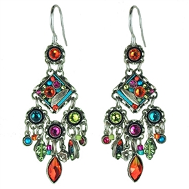 Firefly Botanical Square w/Dangles Earrings in Multi-color