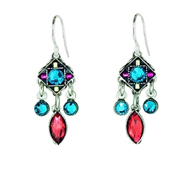 Firefly Checker w/Drop Earrings in Blue Zircon