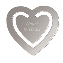 Engravable Nickel Plated Heart Bookmark