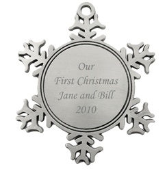 Engraved Snowflake Pewter Ornament