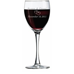 Round Stem Engraved Wine Glass