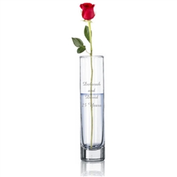 Engraved Glass Bud Vase