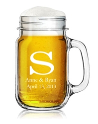 Engraved Mason Jar Mug with Handle