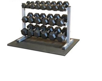 5-50lb. Rubber Dumbbell Package with Rack and Protective Floor Mat