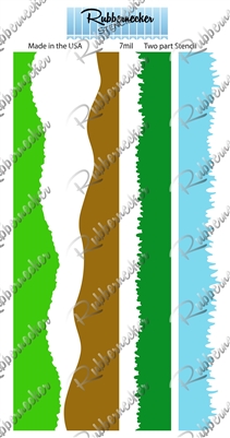 4129 Slimline Hills and Grass Stencil