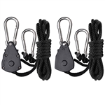 Hydro Crunch 1/8 Inch Heavy Duty Ratchet Hanger Adjustable Grow Light Rope Clip Carabiner Light Hanger Pair