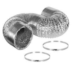 Hydro Crunch 4 in. x 25 ft. Non-Insulated Flexible Aluminum Ducting with Duct Clamps