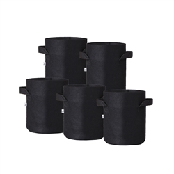 Hydro Crunch 8 in. x 6 in. 1 Gal. Breathable Fabric Pot Bags with Handles Black Felt Grow Pot (5-Pack)