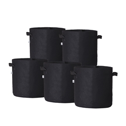 Hydro Crunch 15 in. x 16 in. 15 Gal. Breathable Fabric Pot Bags with Handles Black Felt Grow Pot (5-Pack)