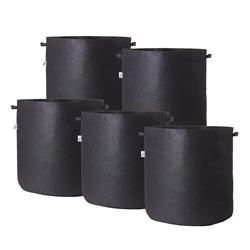 Hydro Crunch 15.25 in. x 19 in. 20 Gal. Breathable Fabric Pot Bags with Handles Black Felt Grow Pot (5-Pack)