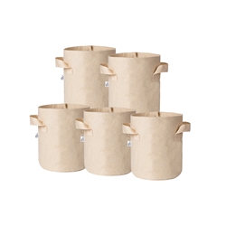 Hydro Crunch 8 in. x 6 in. 1 Gal. Breathable Fabric Pot Bags with Handles Tan Felt Grow Pot (5-Pack)