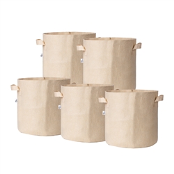 Hydro Crunch 11.25 in. x 10.5 in. 5 Gal. Breathable Fabric Pot Bags with Handles Tan Felt Grow Pot (5-Pack)