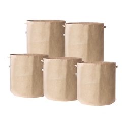 Hydro Crunch 19 in. x 19 in. 25 Gal. Breathable Fabric Pot Bags with Handles Tan Felt Grow Pot (5-Pack)