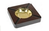 Wooden Sqaure Ashtray With Brass Bowl Insert - Holds 4 Cigar - 7" x 7"