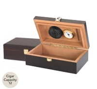 12 Count Humidor with Hygrometer and Humidifer - Mahogany