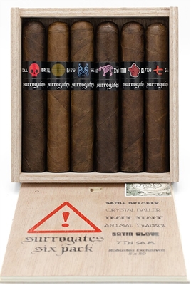 Surrogates 6 Robusto Sampler - 5 x 50 (Includes 1 of Each: Skull Breaker, Crystal Baller, Tramp Stamp, Animal Cracker, Satin Glove, and 7th Sam)